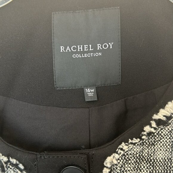 Rachel Roy Tweed Suit Jacket Size 16W Black and White 2 Zip Pockets New - Picture 4 of 9